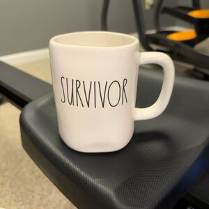 Rae Dunn White Ceramic coffee tea Mug - Survivor NWT